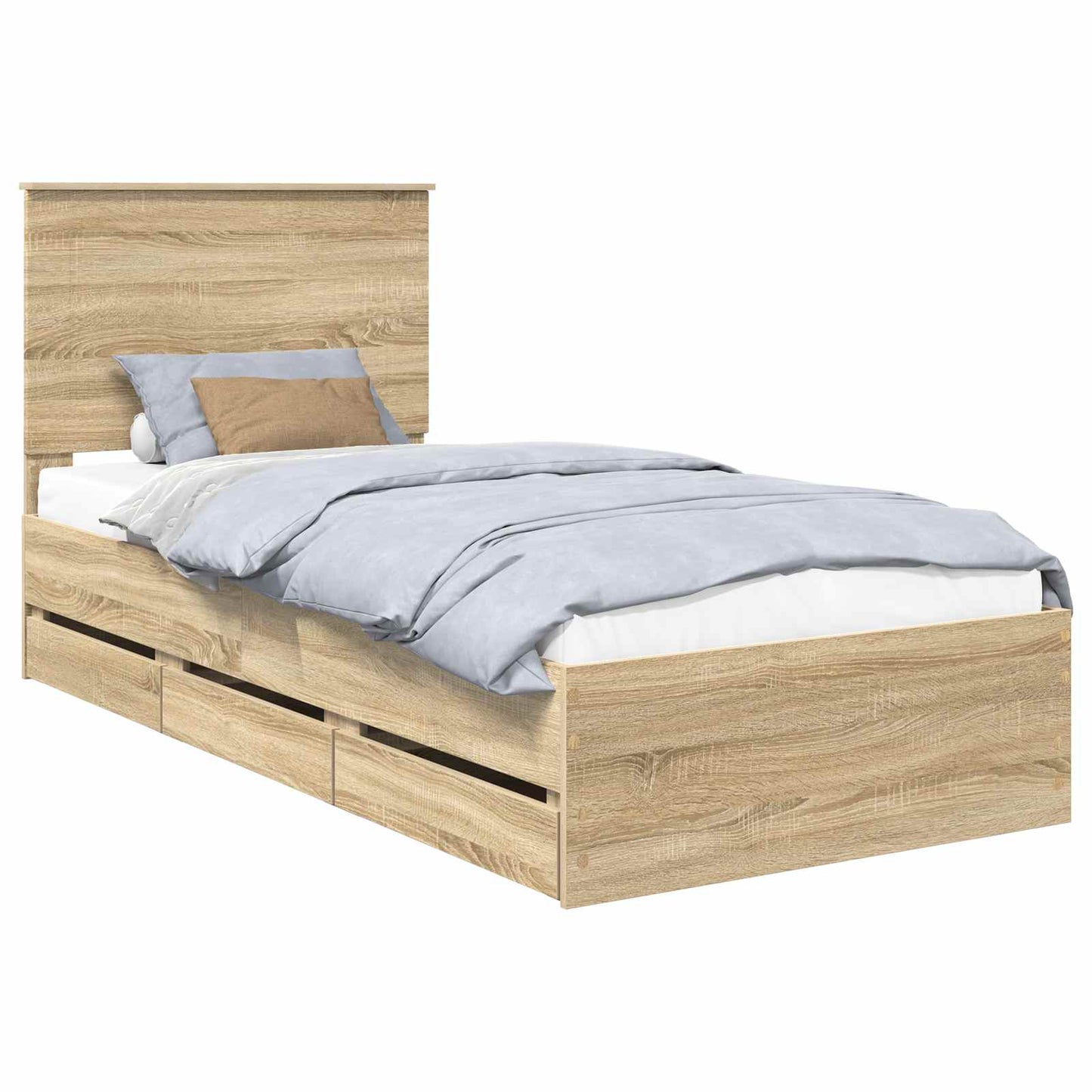 vidaXL Σκελετός Κρεβατιού Δρύς Sonoma 100 x 200 cm Μηχανήματος Ξύλο