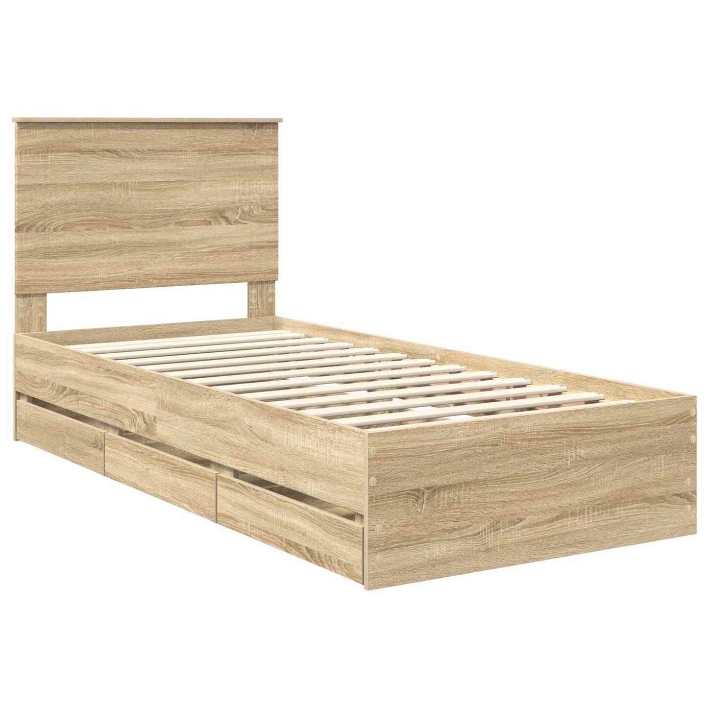 vidaXL Σκελετός Κρεβατιού Δρύς Sonoma 100 x 200 cm Μηχανήματος Ξύλο