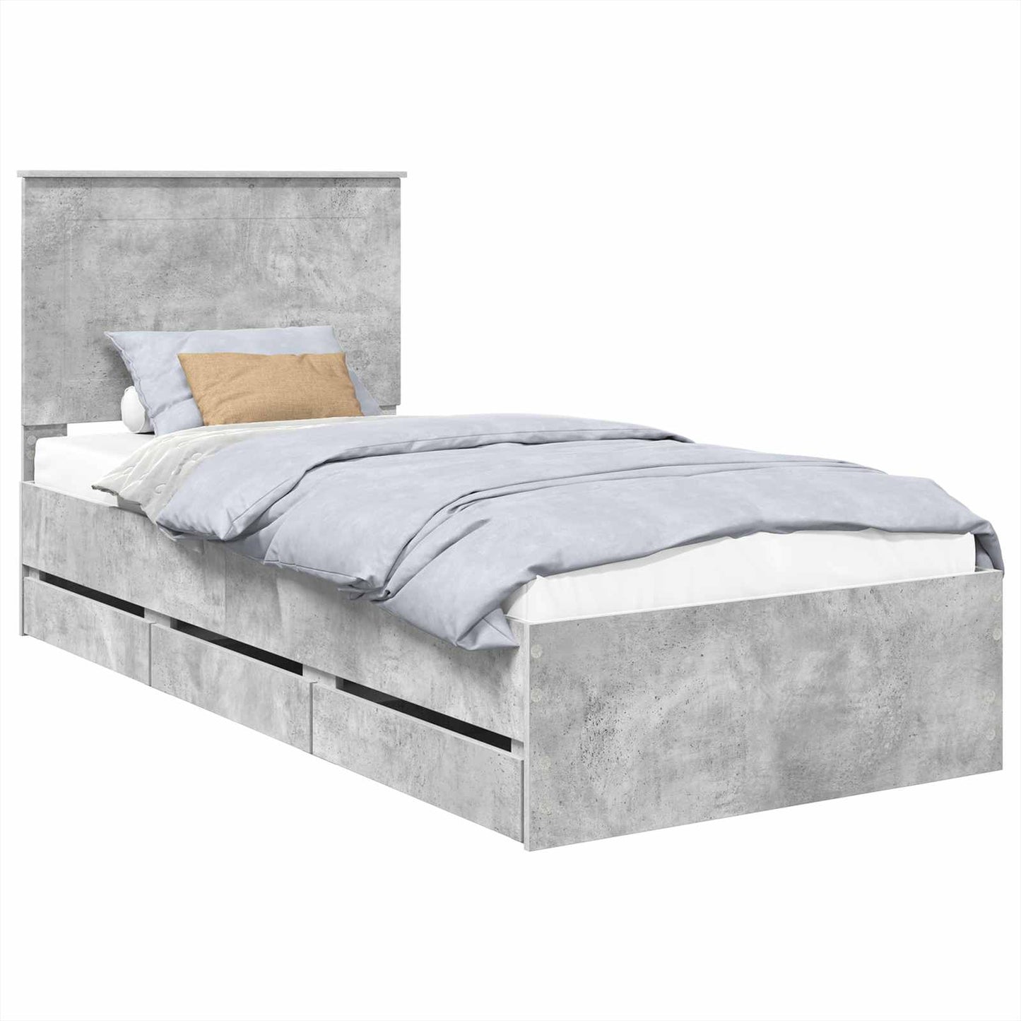 vidaXL Σκελετός Κρεβατιού Σκυρόδεμα Γκρι 90 x 190 cm Μηχανήματος Ξύλο