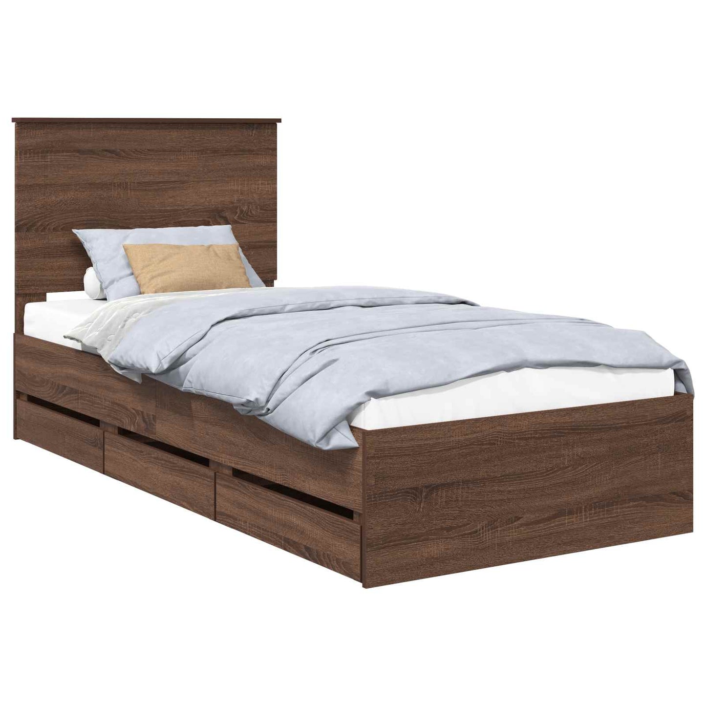 vidaXL Σκελετός Κρεβατιού Καφέ δρυς 90 x 190 cm Μηχανήματος Ξύλο