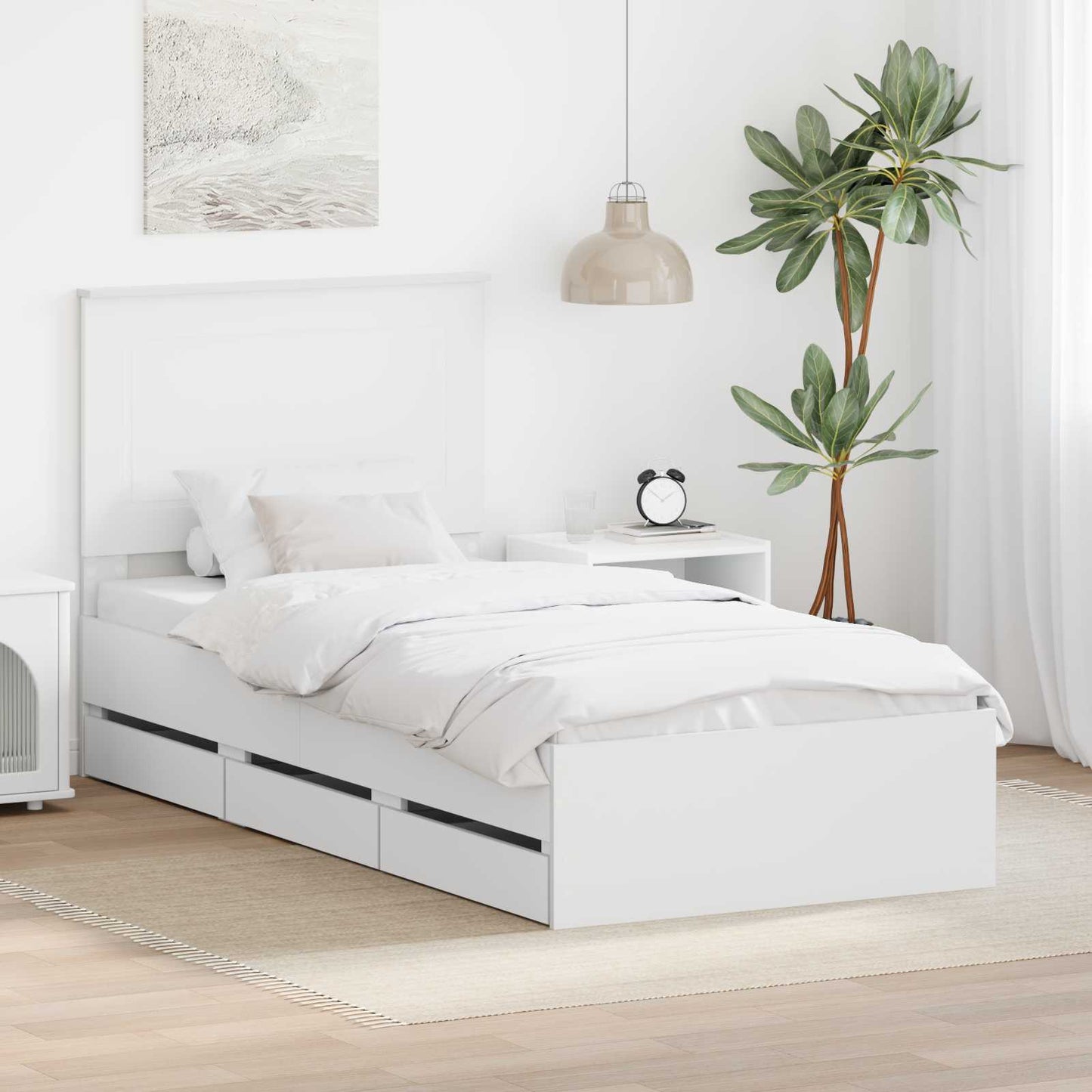 vidaXL Σκελετός Κρεβατιού Λευκό 90 x 200 cm Μηχανήματος Ξύλο