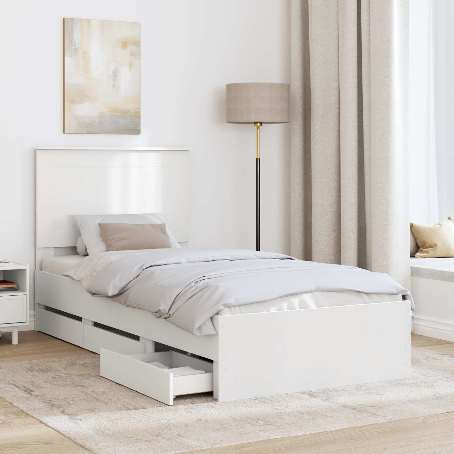 vidaXL Σκελετός Κρεβατιού Λευκό 90 x 200 cm Μηχανήματος Ξύλο