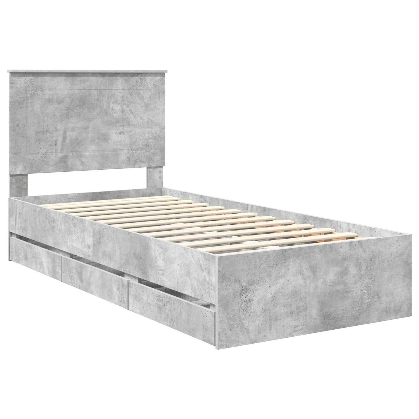 vidaXL Σκελετός Κρεβατιού Σκυρόδεμα Γκρι 90 x 200 cm Μηχανήματος Ξύλο