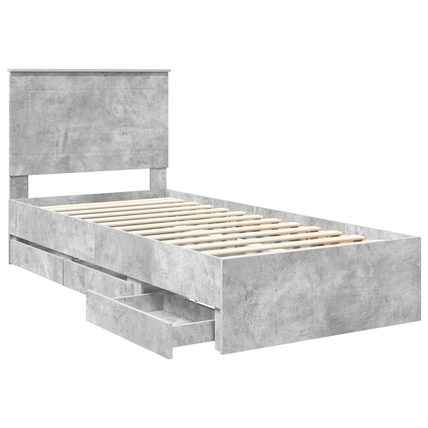 vidaXL Σκελετός Κρεβατιού Σκυρόδεμα Γκρι 90 x 200 cm Μηχανήματος Ξύλο