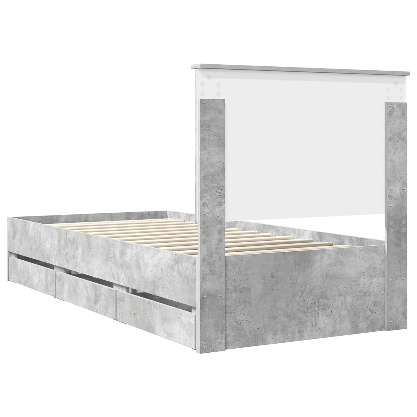 vidaXL Σκελετός Κρεβατιού Σκυρόδεμα Γκρι 90 x 200 cm Μηχανήματος Ξύλο