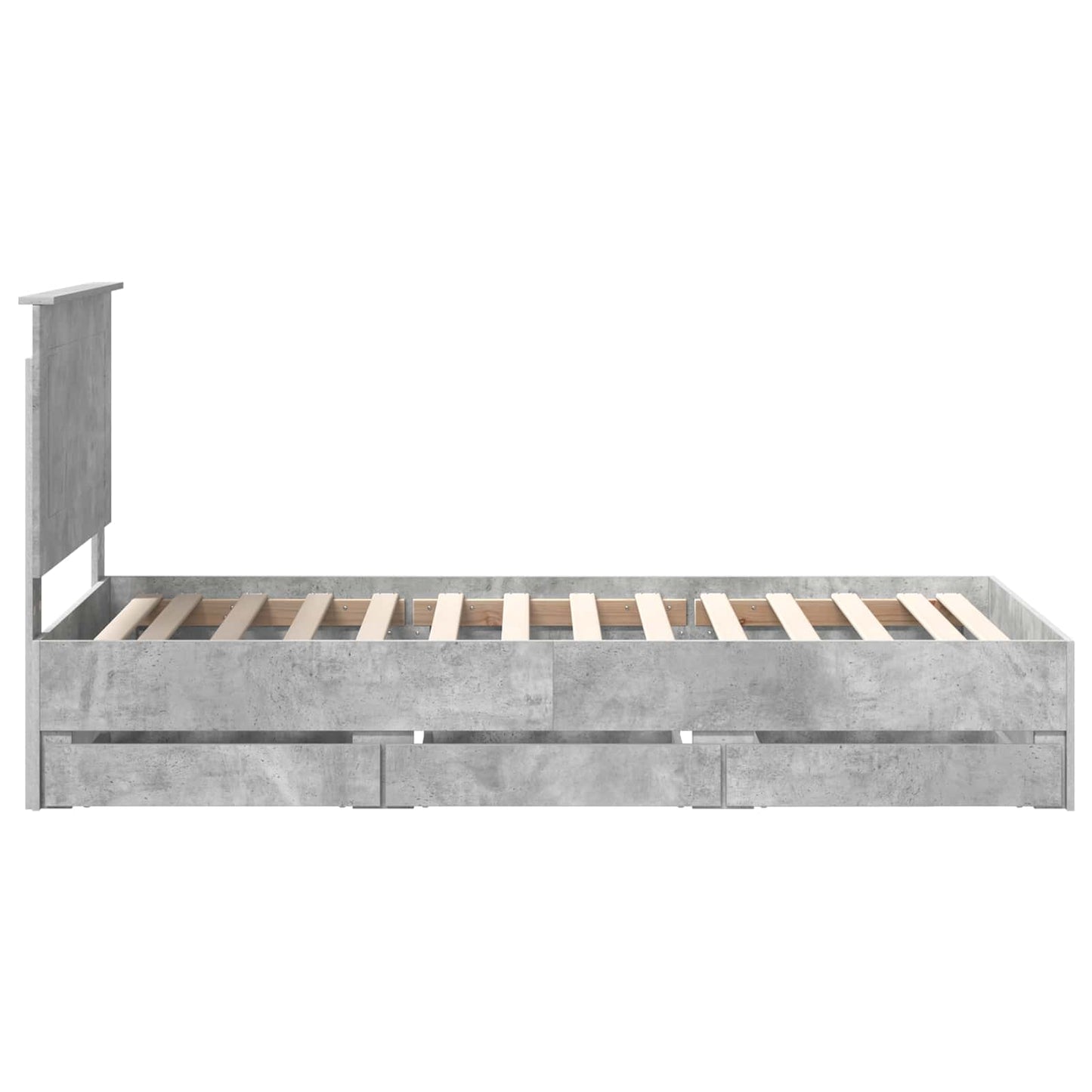 vidaXL Σκελετός Κρεβατιού Σκυρόδεμα Γκρι 90 x 200 cm Μηχανήματος Ξύλο