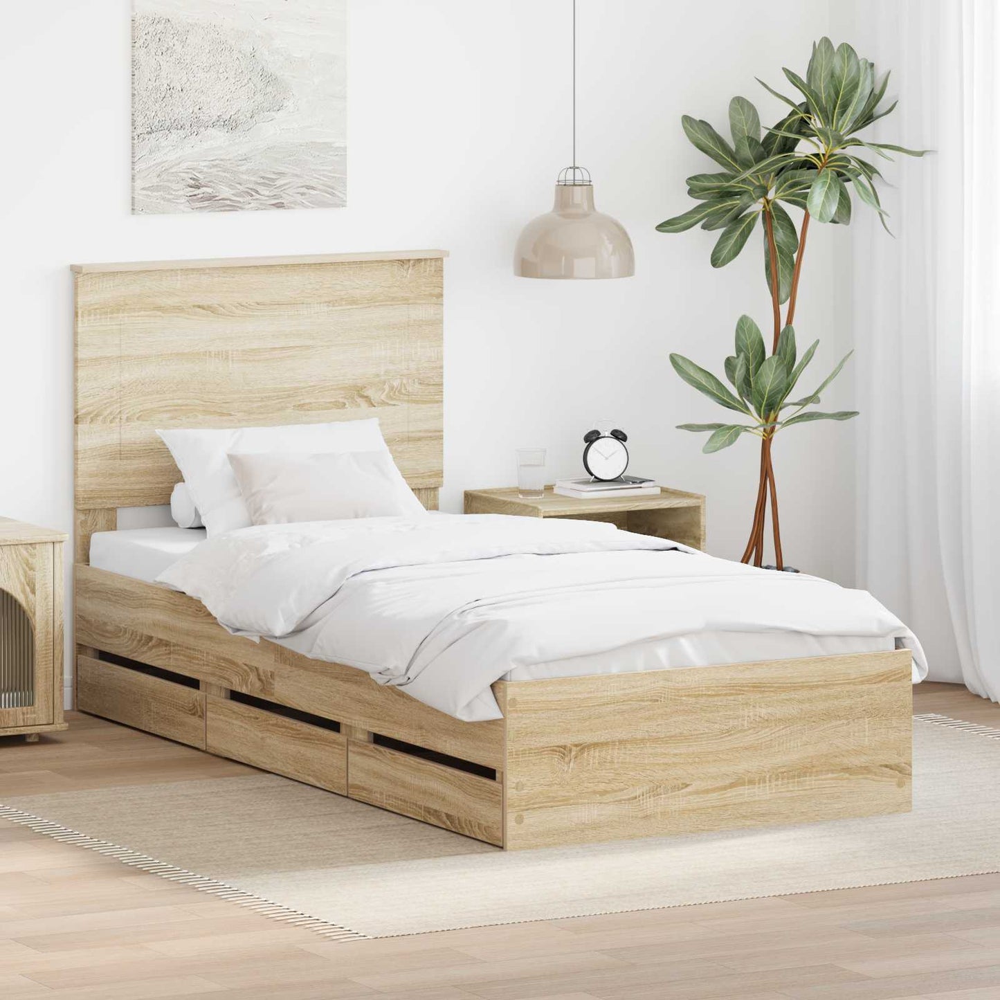 vidaXL Σκελετός Κρεβατιού Δρύς Sonoma 75 x 190 cm Μηχανήματος Ξύλο
