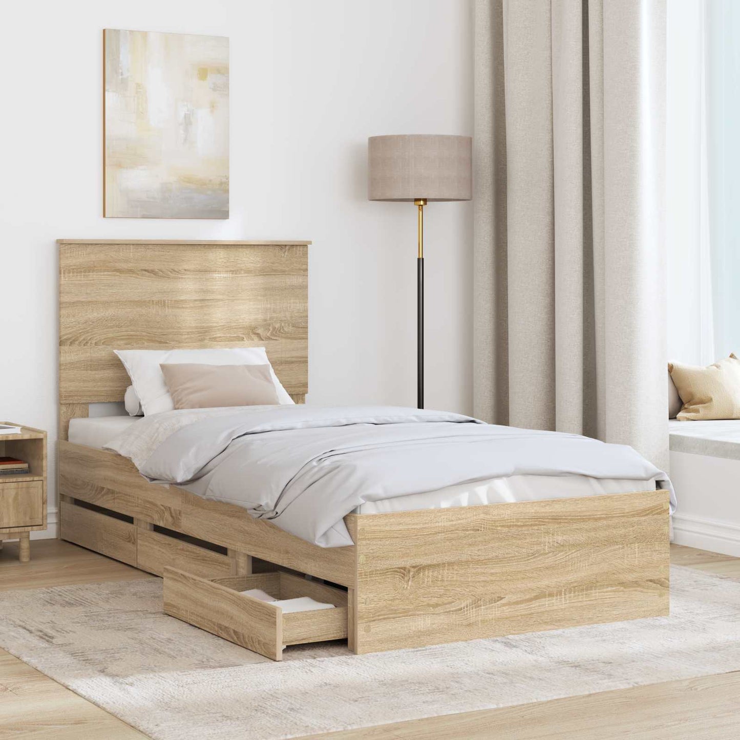 vidaXL Σκελετός Κρεβατιού Δρύς Sonoma 75 x 190 cm Μηχανήματος Ξύλο