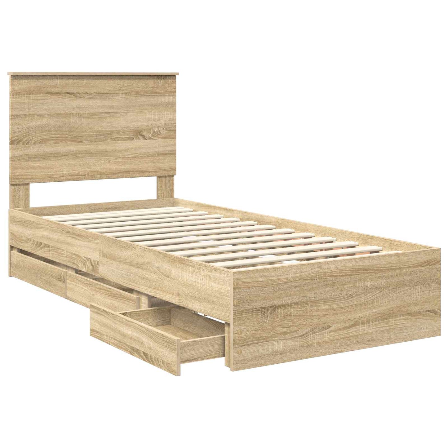 vidaXL Σκελετός Κρεβατιού Δρύς Sonoma 75 x 190 cm Μηχανήματος Ξύλο