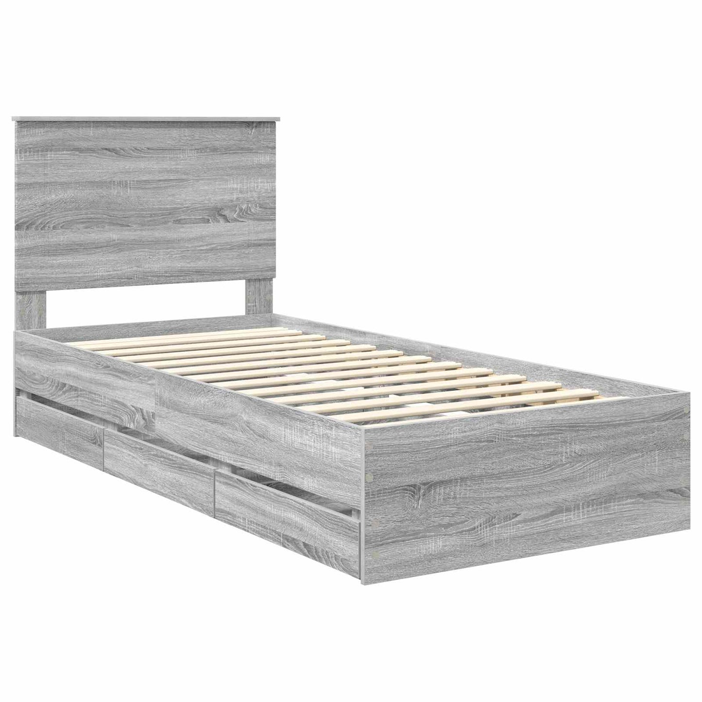 vidaXL Σκελετός Κρεβατιού Γκρίζο Σονομα 75 x 190 cm Μηχανήματος Ξύλο