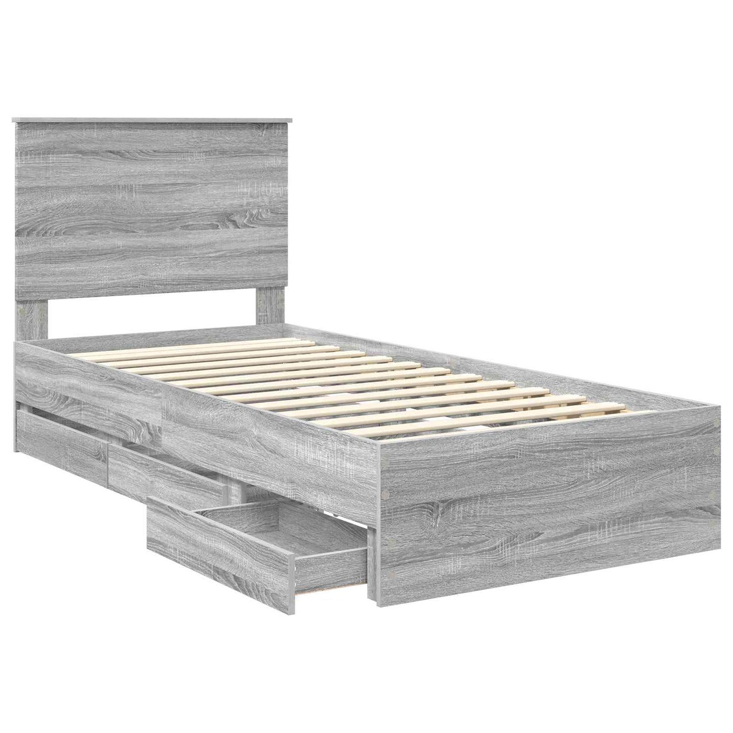vidaXL Σκελετός Κρεβατιού Γκρίζο Σονομα 75 x 190 cm Μηχανήματος Ξύλο