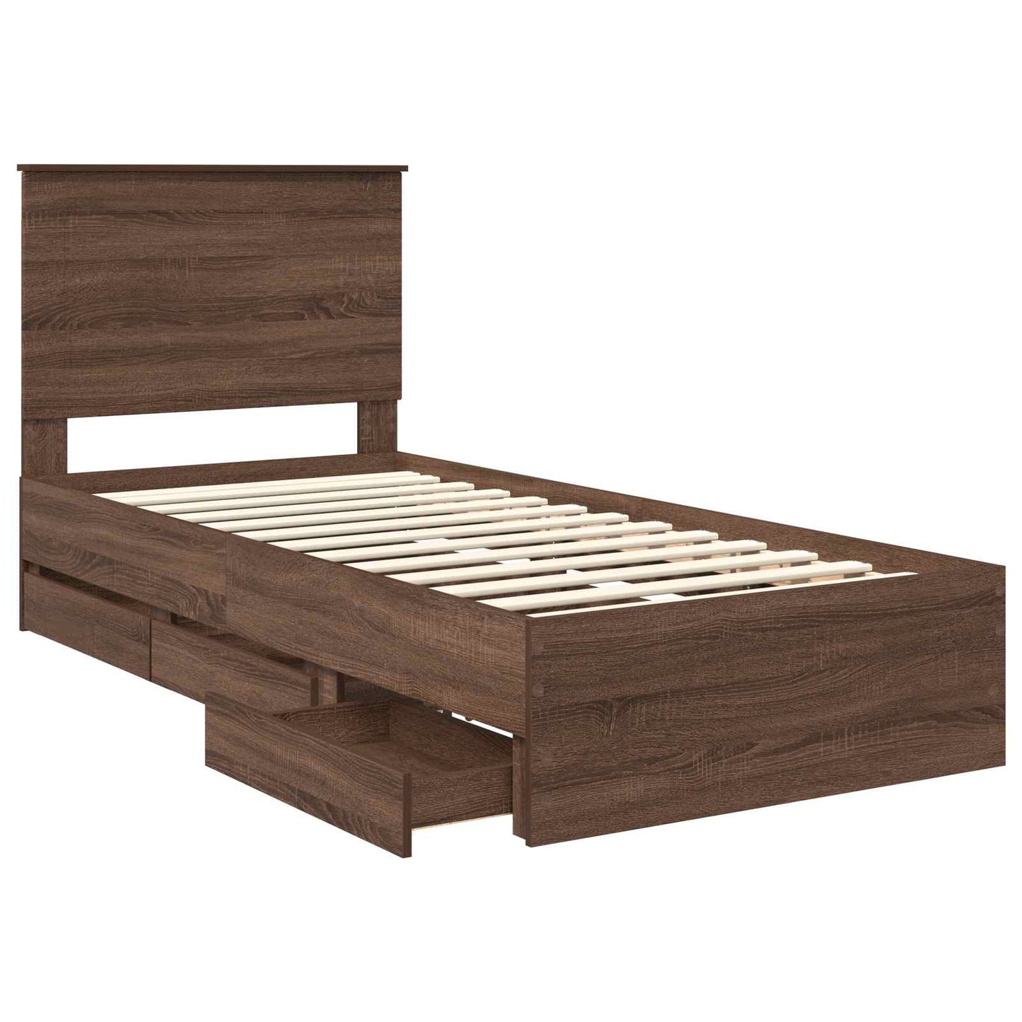 vidaXL Σκελετός Κρεβατιού Καφέ δρυς 75 x 190 cm Μηχανήματος Ξύλο