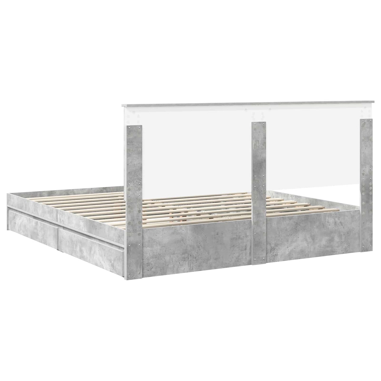 vidaXL Κρεβάτι Αποθήκης Σκυρόδεμα Γκρι 200 x 200 cm Επεξεργασμένο ξύλο