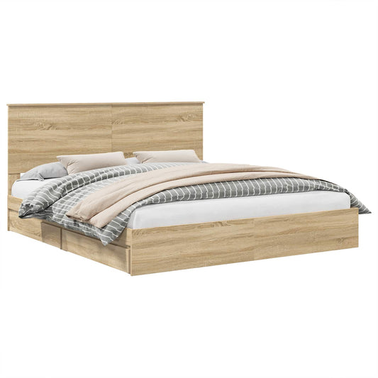 vidaXL Κρεβάτι Αποθήκης Δρύς Sonoma 180 x 200 cm Επεξεργασμένο ξύλο