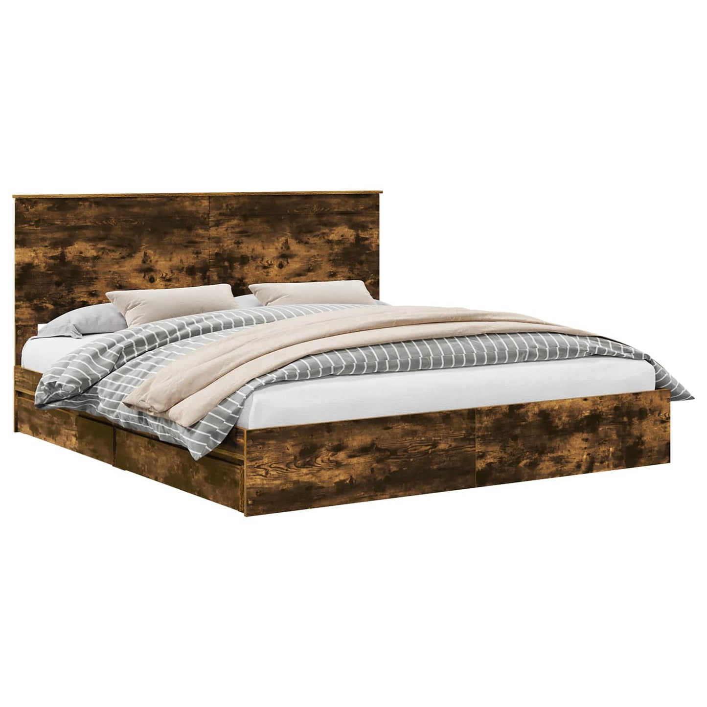 vidaXL Κρεβάτι Αποθήκης Καπνιστό Δρύς 180 x 200 cm Επεξεργασμένο ξύλο