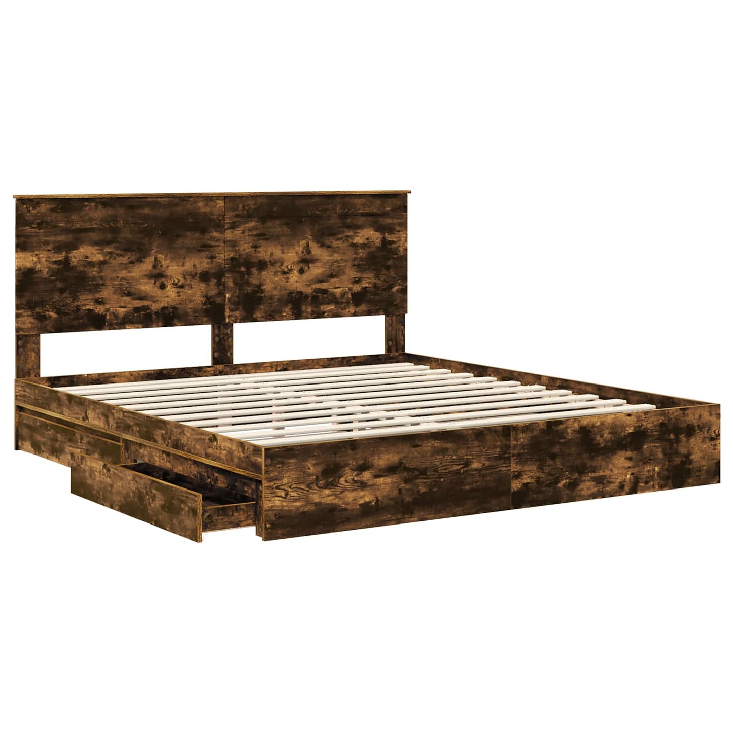vidaXL Κρεβάτι Αποθήκης Καπνιστό Δρύς 180 x 200 cm Επεξεργασμένο ξύλο