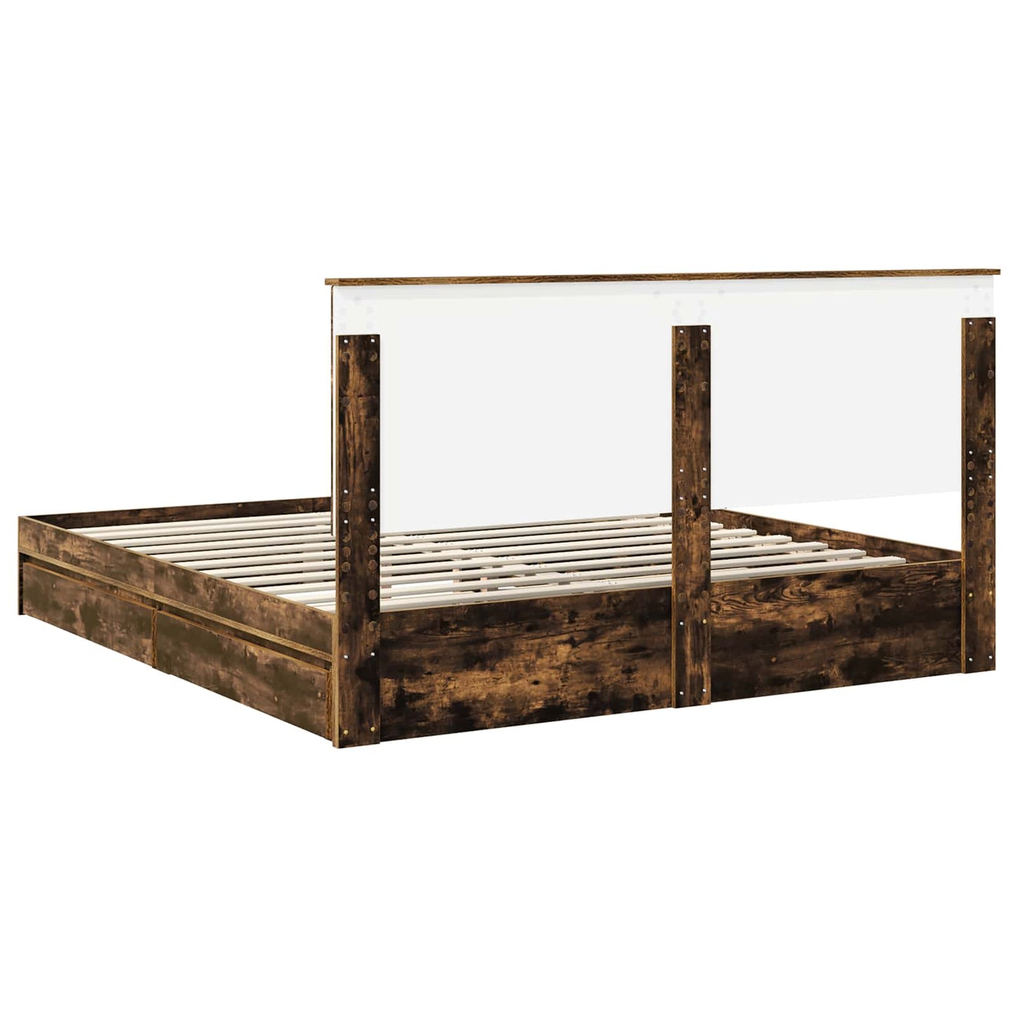 vidaXL Κρεβάτι Αποθήκης Καπνιστό Δρύς 180 x 200 cm Επεξεργασμένο ξύλο