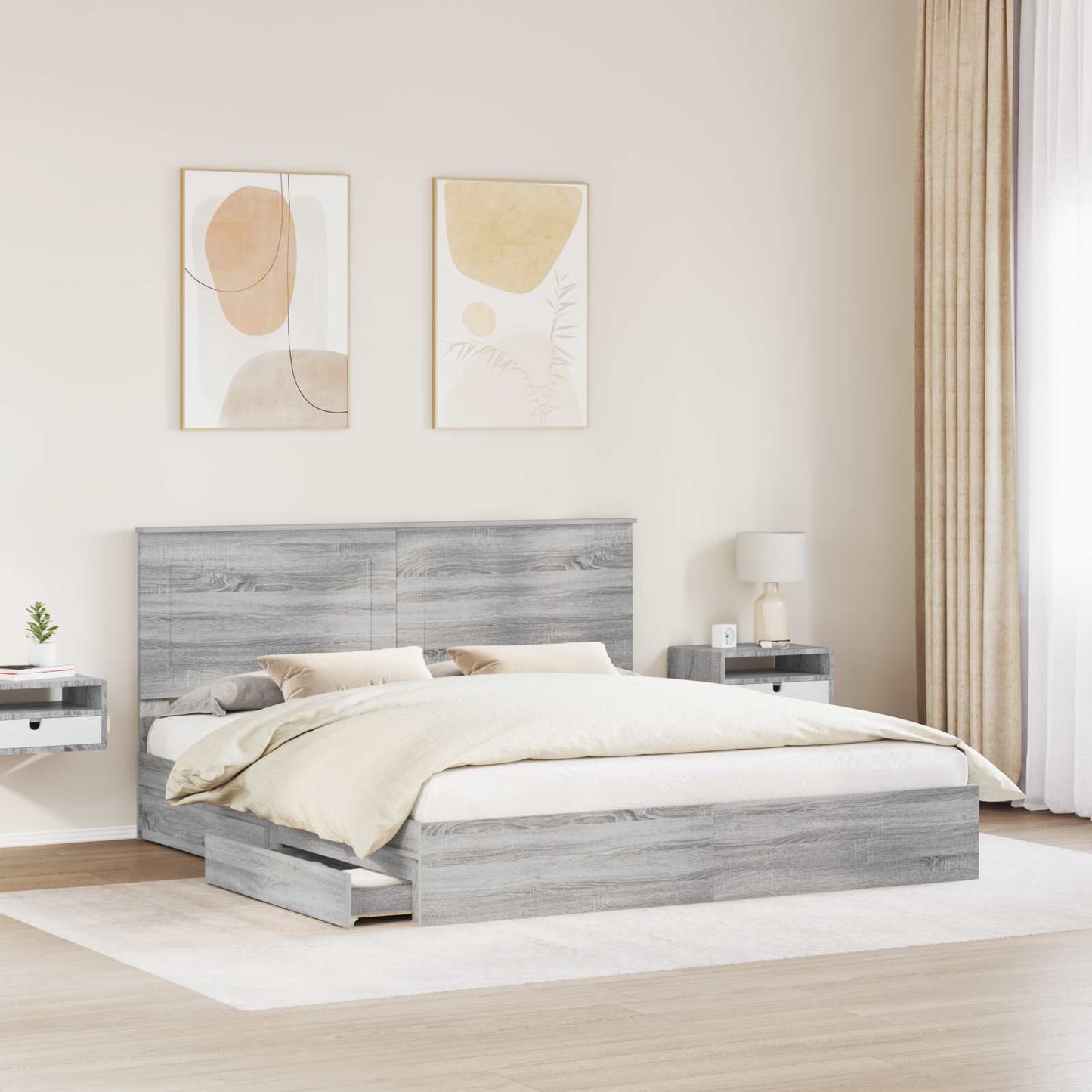 vidaXL Κρεβάτι Αποθήκης Γκρίζο Σονομα 180 x 200 cm Επεξεργασμένο ξύλο