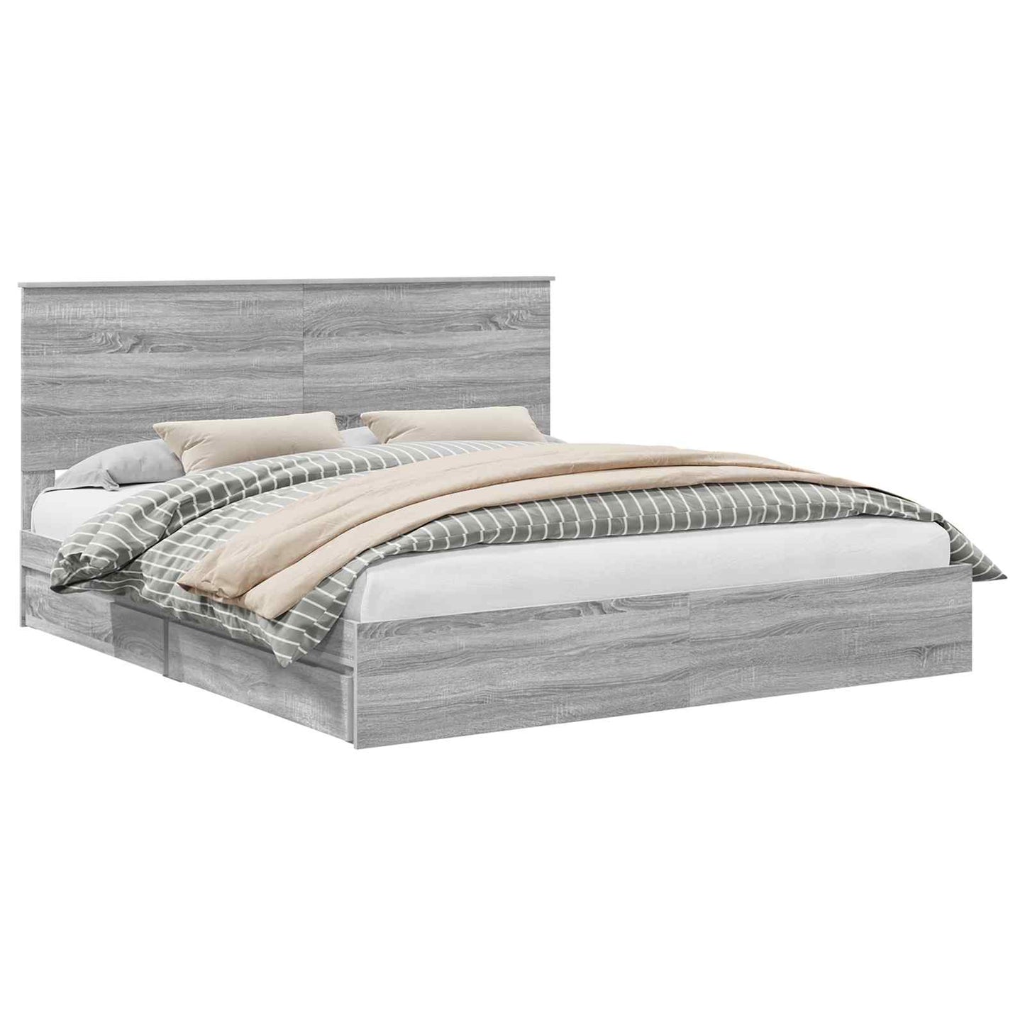 vidaXL Κρεβάτι Αποθήκης Γκρίζο Σονομα 180 x 200 cm Επεξεργασμένο ξύλο