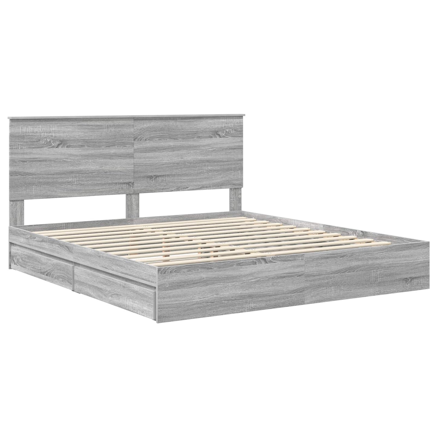 vidaXL Κρεβάτι Αποθήκης Γκρίζο Σονομα 180 x 200 cm Επεξεργασμένο ξύλο