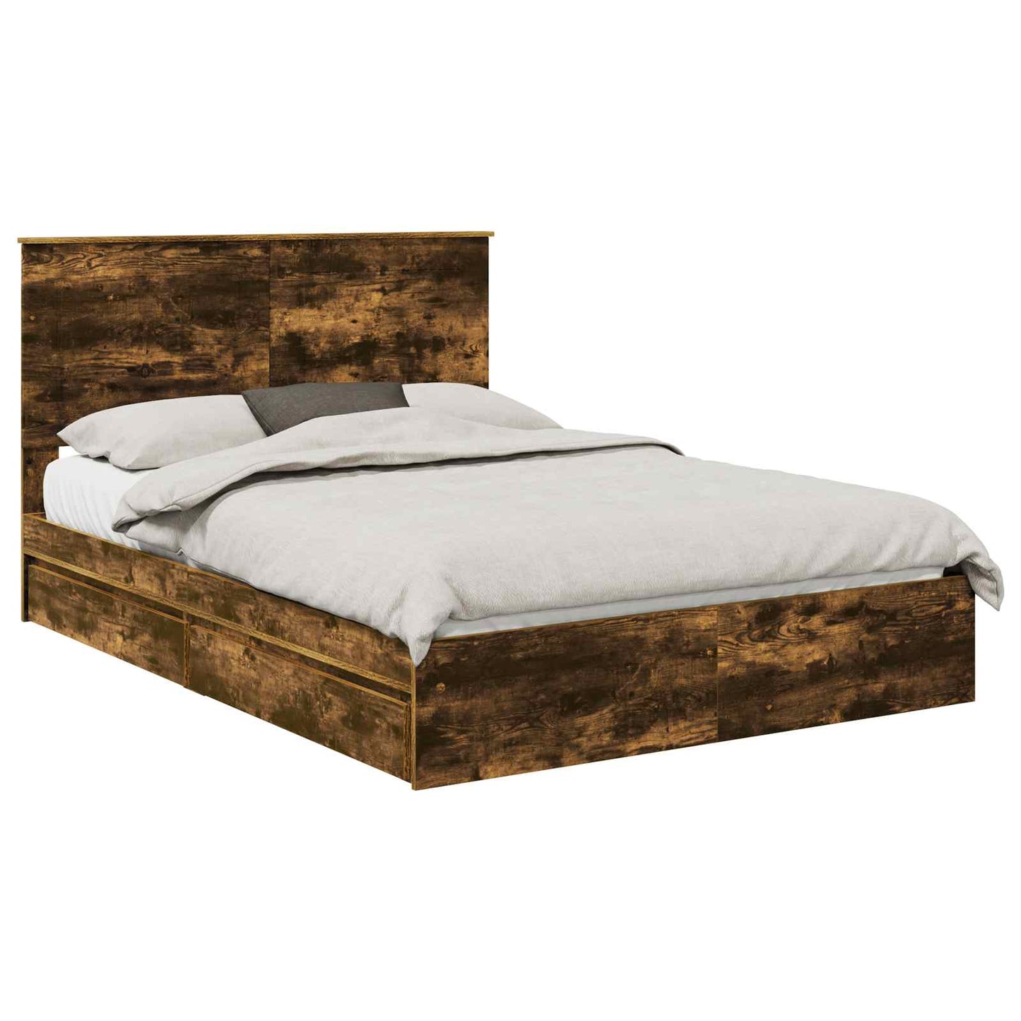 vidaXL Κρεβάτι Αποθήκης Καπνιστό Δρύς 160 x 200 cm Επεξεργασμένο ξύλο