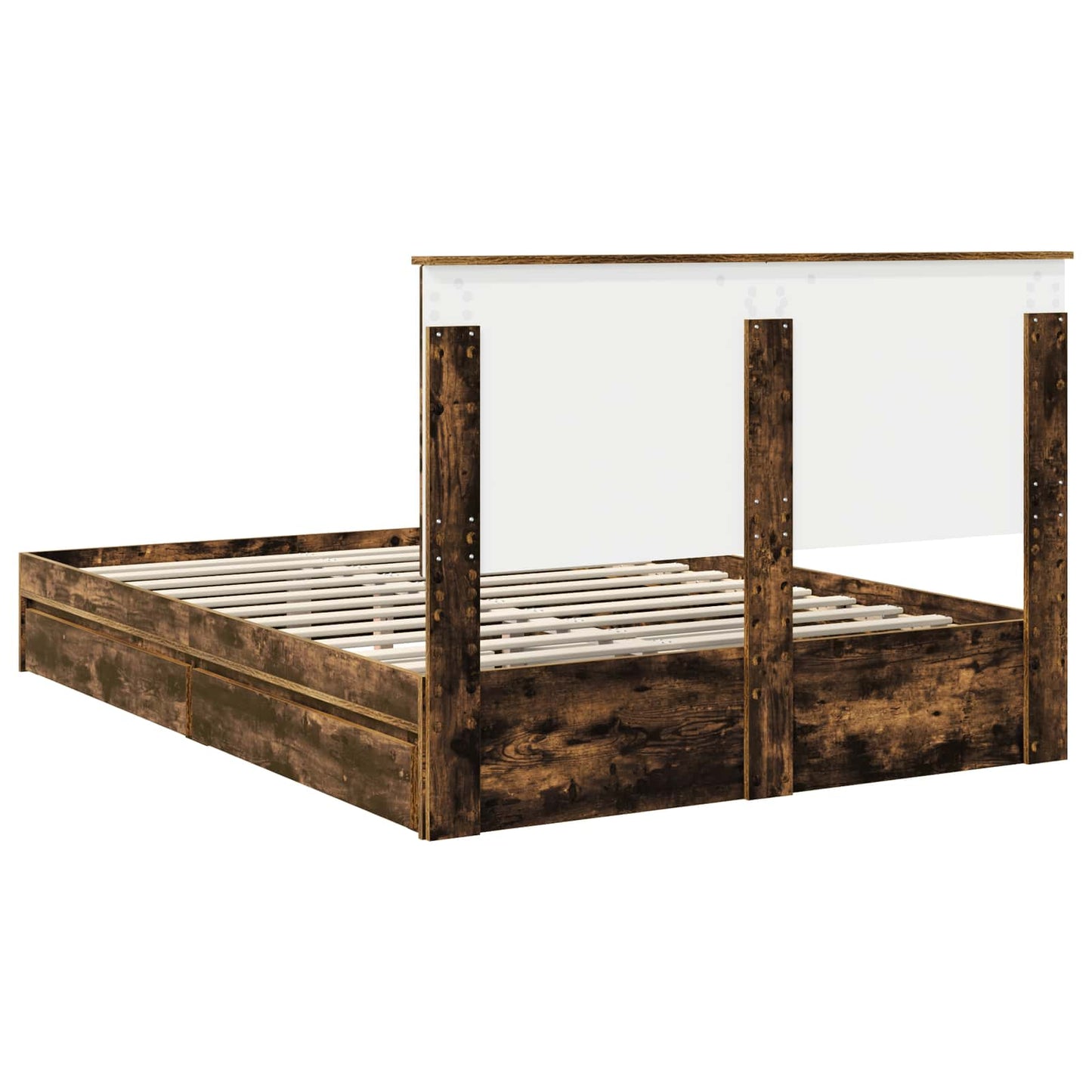 vidaXL Κρεβάτι Αποθήκης Καπνιστό Δρύς 160 x 200 cm Επεξεργασμένο ξύλο