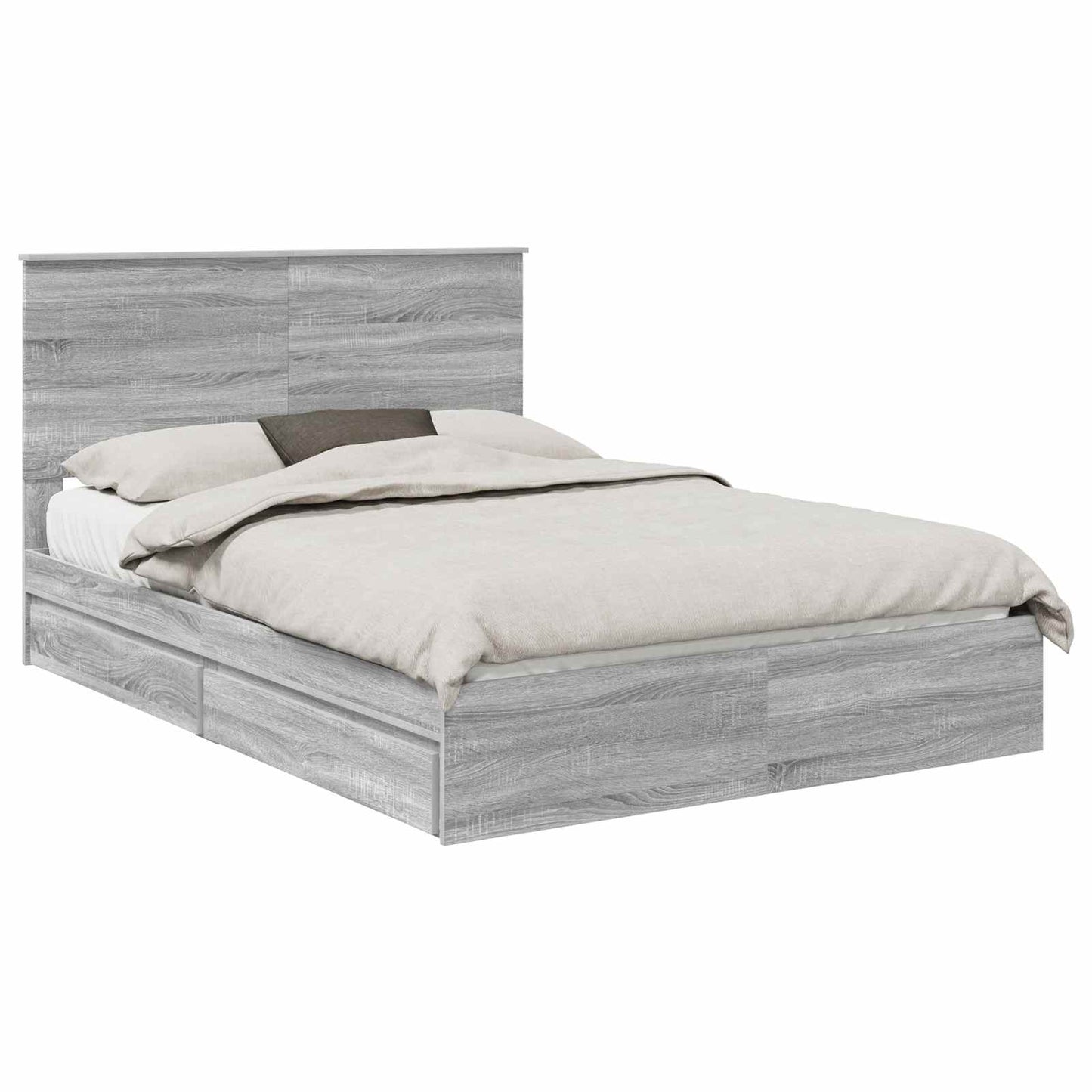 vidaXL Κρεβάτι Αποθήκης Γκρίζο Σονομα 160 x 200 cm Επεξεργασμένο ξύλο