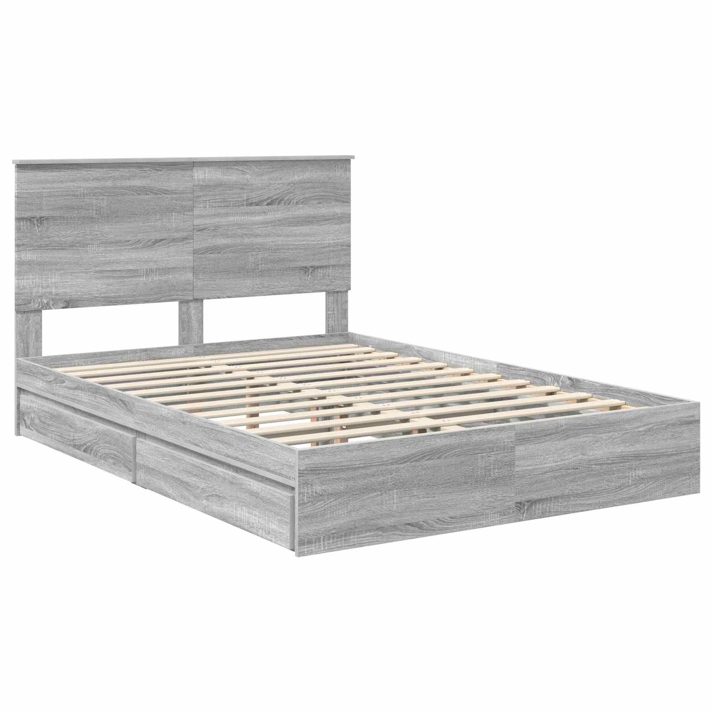 vidaXL Κρεβάτι Αποθήκης Γκρίζο Σονομα 160 x 200 cm Επεξεργασμένο ξύλο
