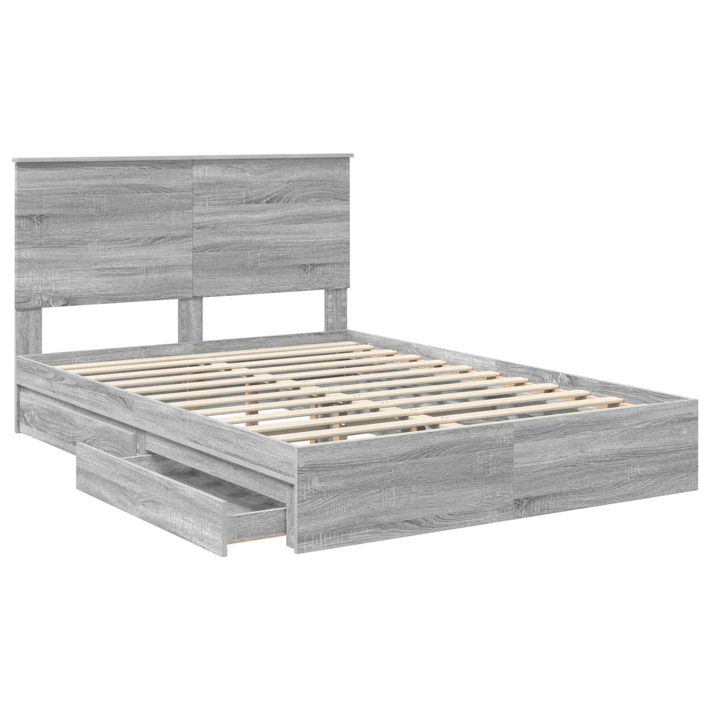 vidaXL Κρεβάτι Αποθήκης Γκρίζο Σονομα 160 x 200 cm Επεξεργασμένο ξύλο