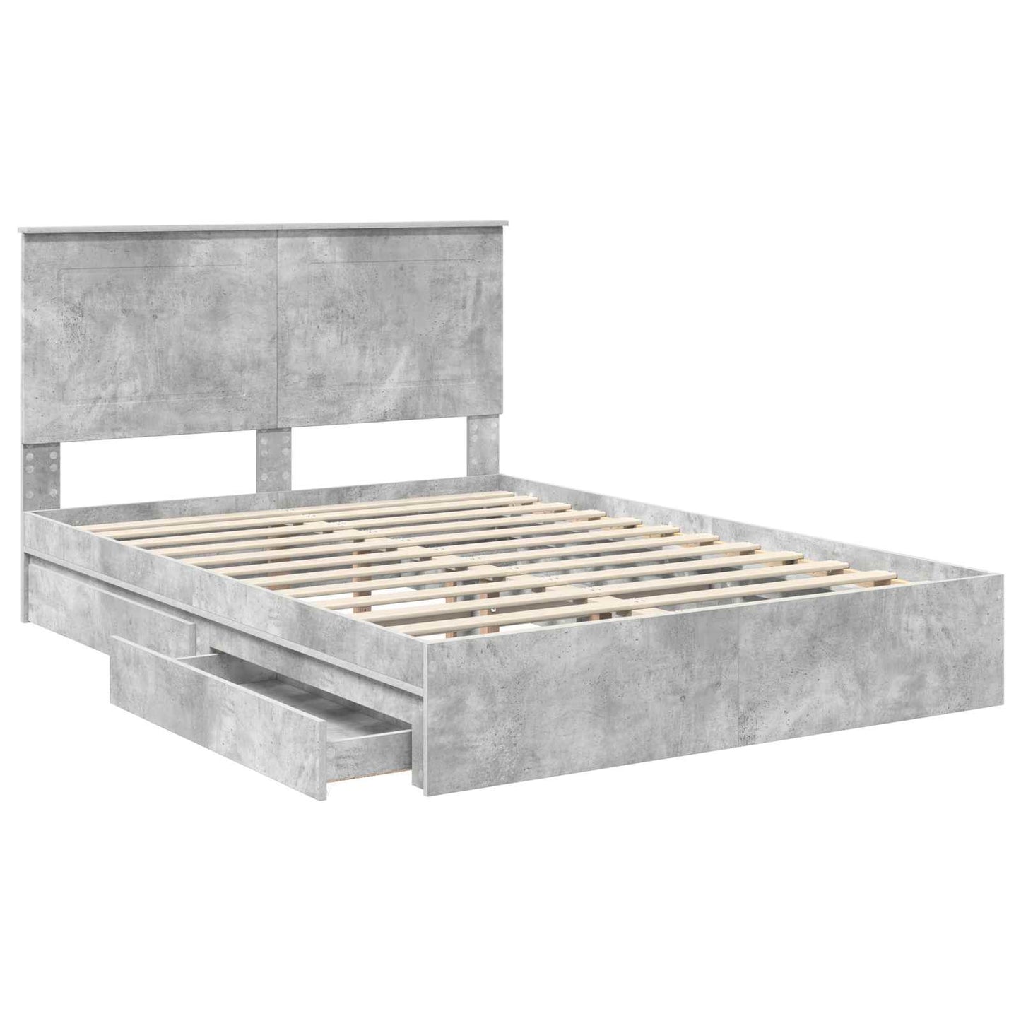 vidaXL Κρεβάτι Αποθήκης Σκυρόδεμα Γκρι 150 x 200 cm Επεξεργασμένο ξύλο