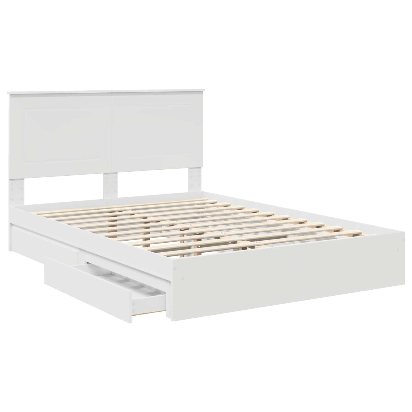vidaXL Κρεβάτι Αποθήκης Λευκό 140 x 190 cm Επεξεργασμένο ξύλο