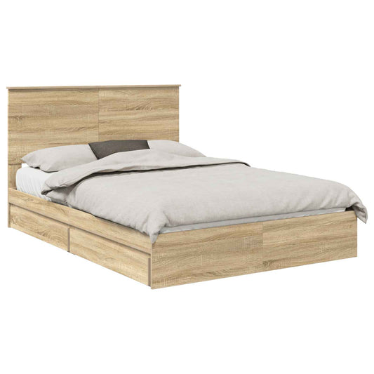 vidaXL Κρεβάτι Αποθήκης Δρύς Sonoma 140 x 190 cm Επεξεργασμένο ξύλο