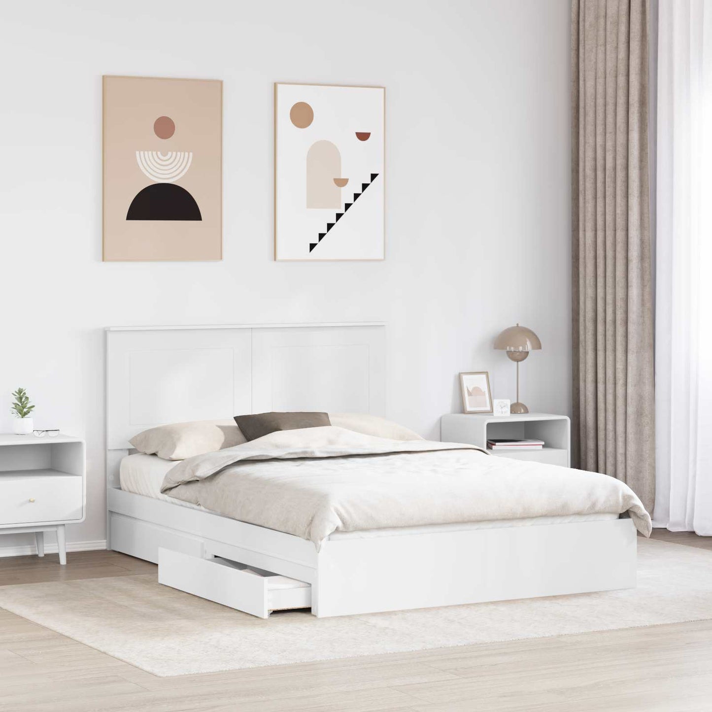 vidaXL Κρεβάτι Αποθήκης Λευκό 140 x 200 cm Επεξεργασμένο ξύλο