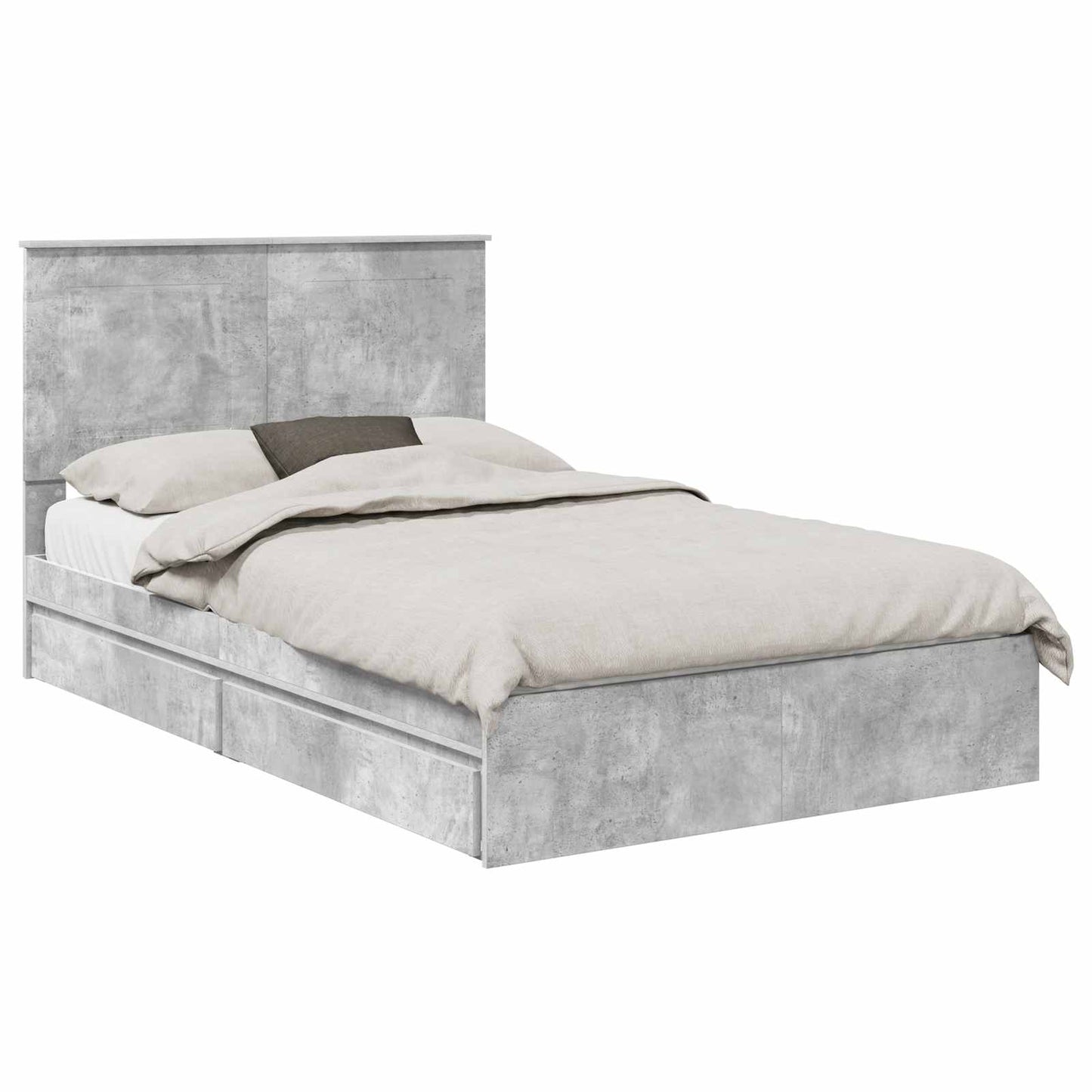 vidaXL Κρεβάτι Αποθήκης Σκυρόδεμα Γκρι 135 x 190 cm Επεξεργασμένο ξύλο