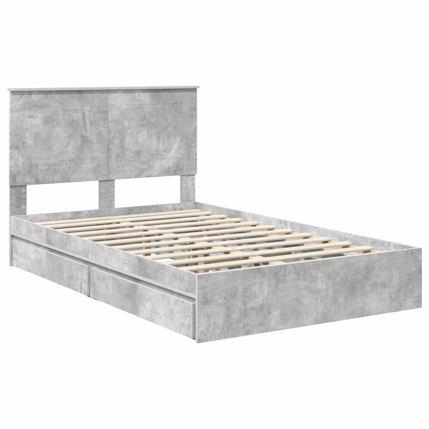 vidaXL Κρεβάτι Αποθήκης Σκυρόδεμα Γκρι 135 x 190 cm Επεξεργασμένο ξύλο