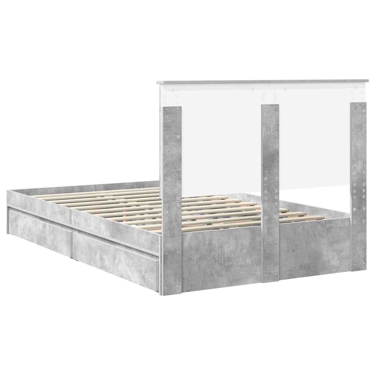 vidaXL Κρεβάτι Αποθήκης Σκυρόδεμα Γκρι 135 x 190 cm Επεξεργασμένο ξύλο