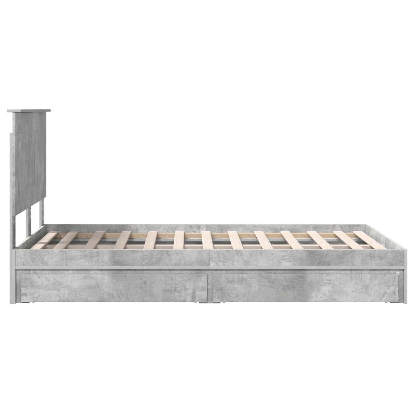 vidaXL Κρεβάτι Αποθήκης Σκυρόδεμα Γκρι 135 x 190 cm Επεξεργασμένο ξύλο