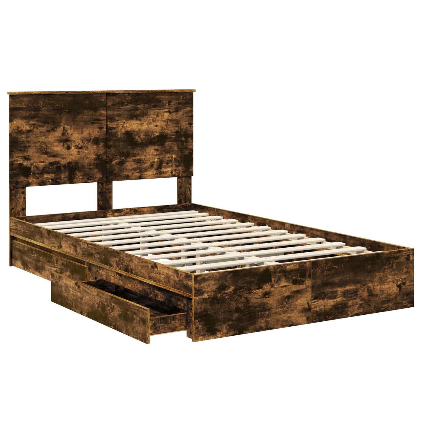 vidaXL Κρεβάτι Αποθήκης Καπνιστό Δρύς 135 x 190 cm Επεξεργασμένο ξύλο