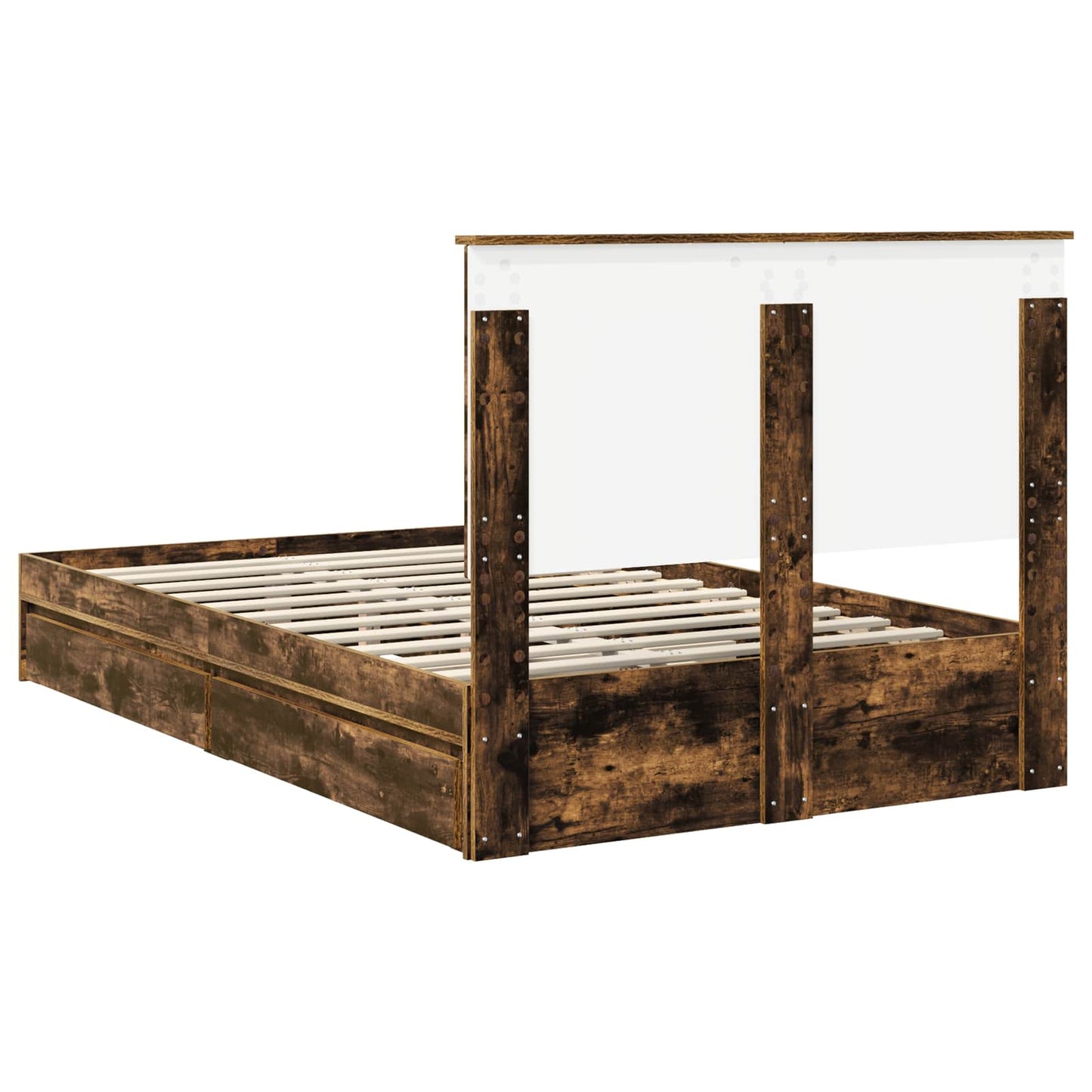vidaXL Κρεβάτι Αποθήκης Καπνιστό Δρύς 135 x 190 cm Επεξεργασμένο ξύλο