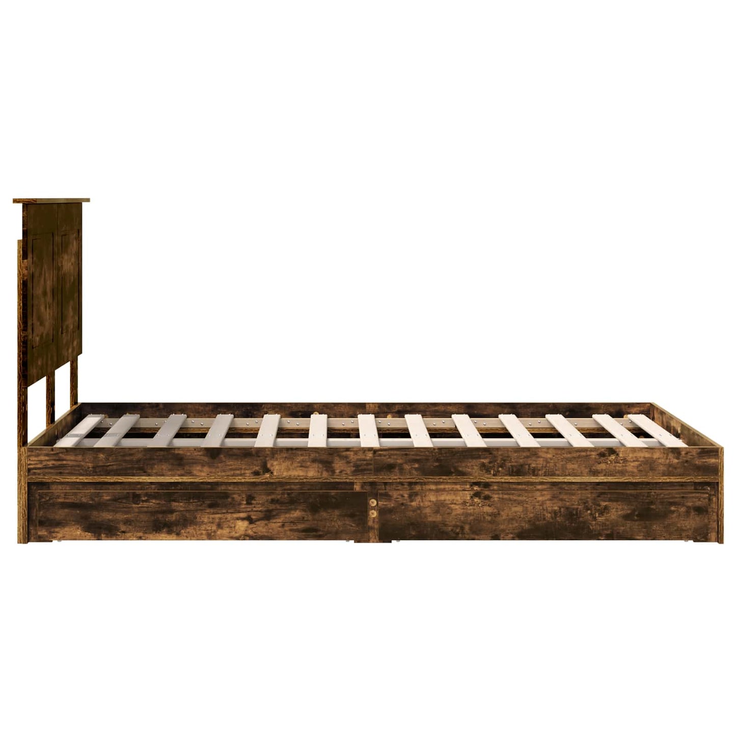 vidaXL Κρεβάτι Αποθήκης Καπνιστό Δρύς 135 x 190 cm Επεξεργασμένο ξύλο