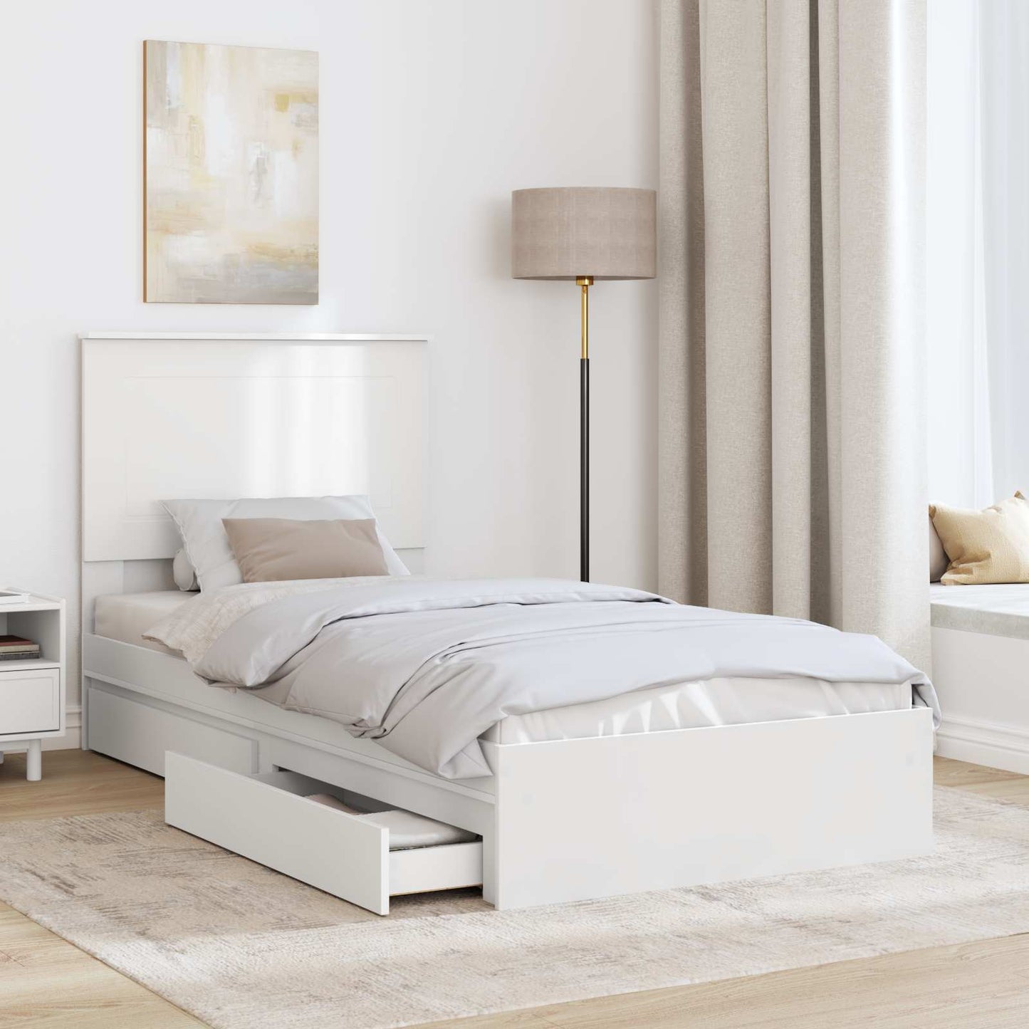 vidaXL Κρεβάτι Αποθήκης Λευκό 90 x 200 cm Επεξεργασμένο ξύλο