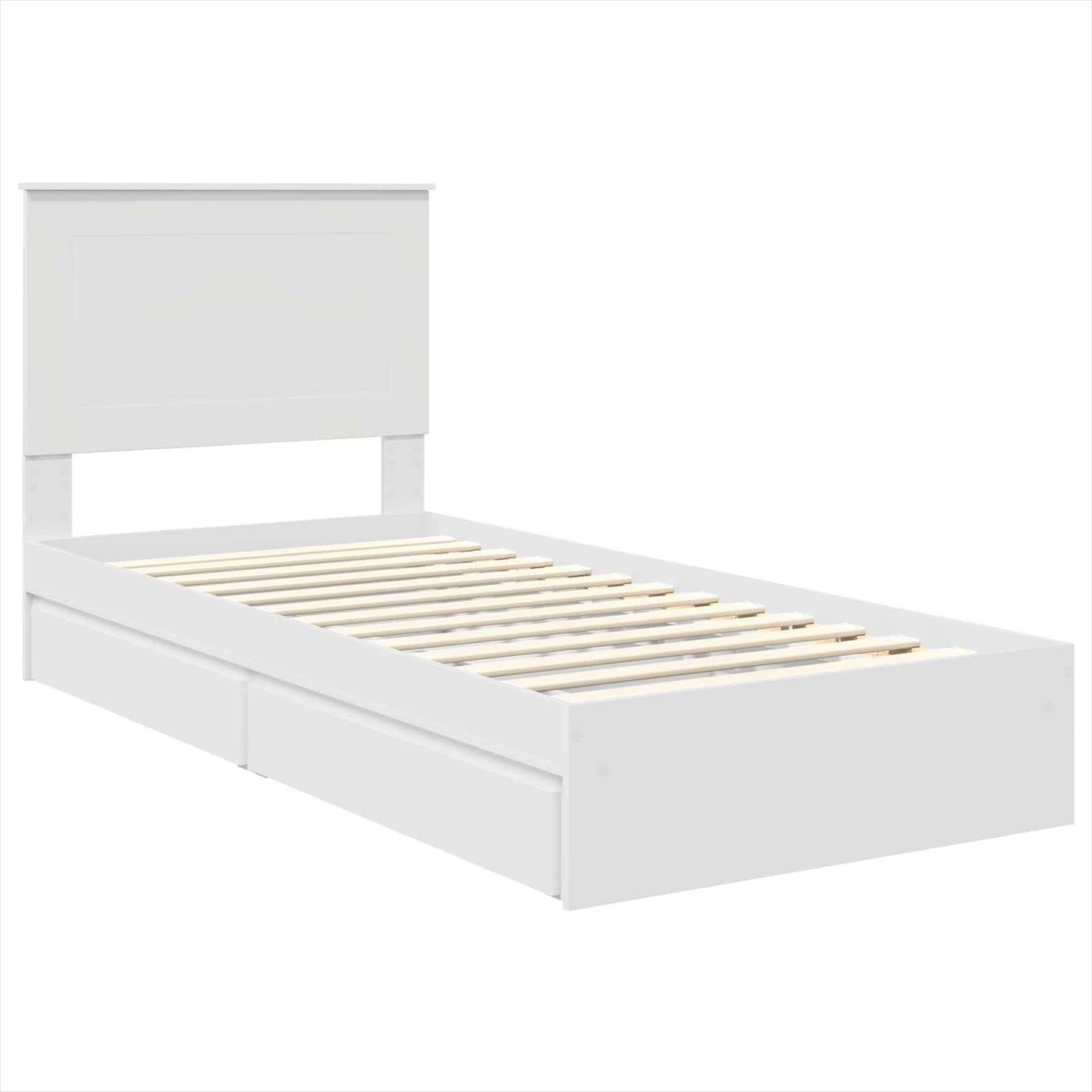 vidaXL Κρεβάτι Αποθήκης Λευκό 90 x 200 cm Επεξεργασμένο ξύλο