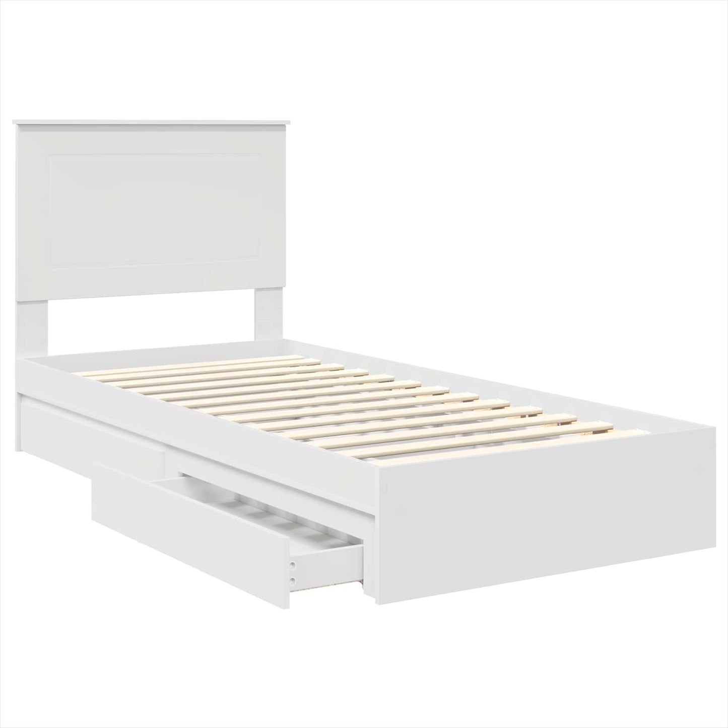 vidaXL Κρεβάτι Αποθήκης Λευκό 90 x 200 cm Επεξεργασμένο ξύλο