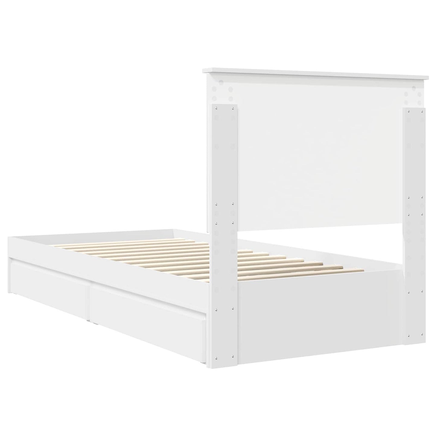 vidaXL Κρεβάτι Αποθήκης Λευκό 90 x 200 cm Επεξεργασμένο ξύλο