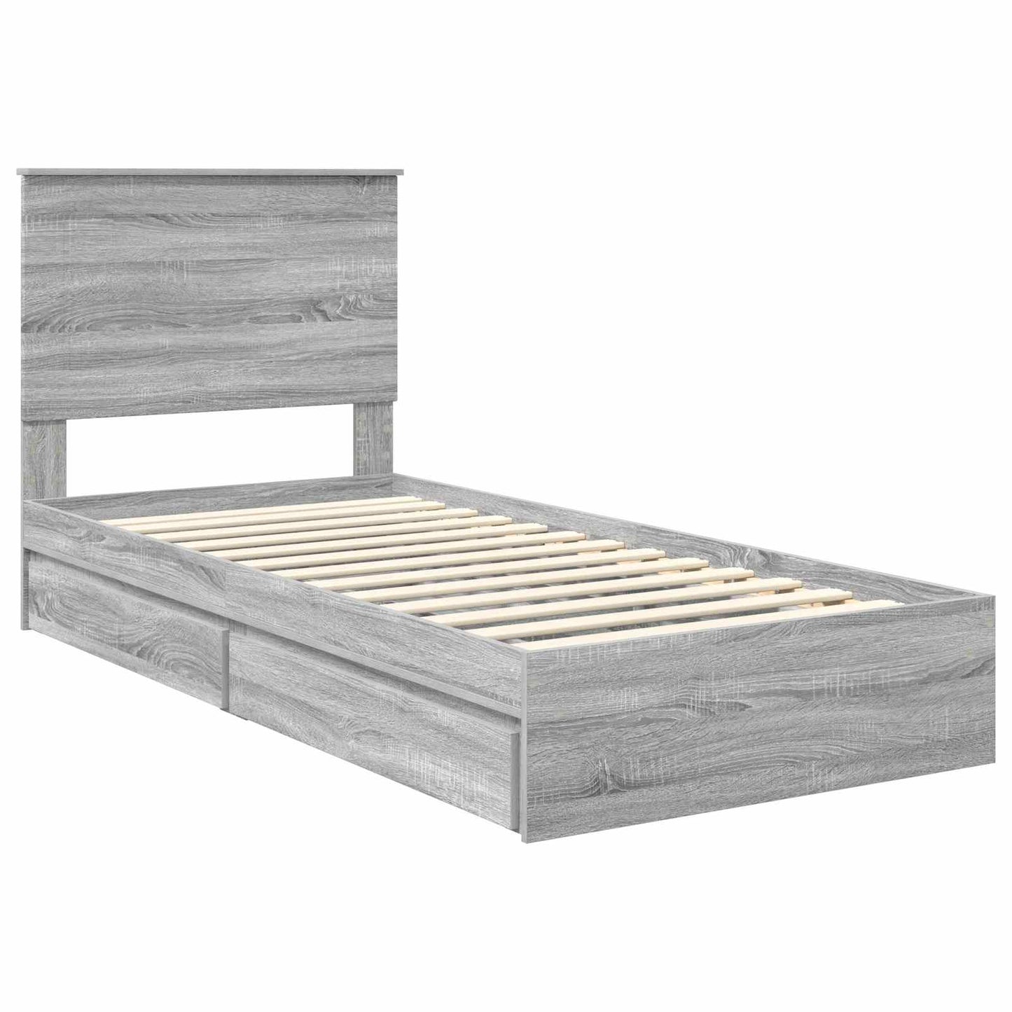 vidaXL Κρεβάτι Αποθήκης Γκρίζο Σονομα 90 x 200 cm Επεξεργασμένο ξύλο