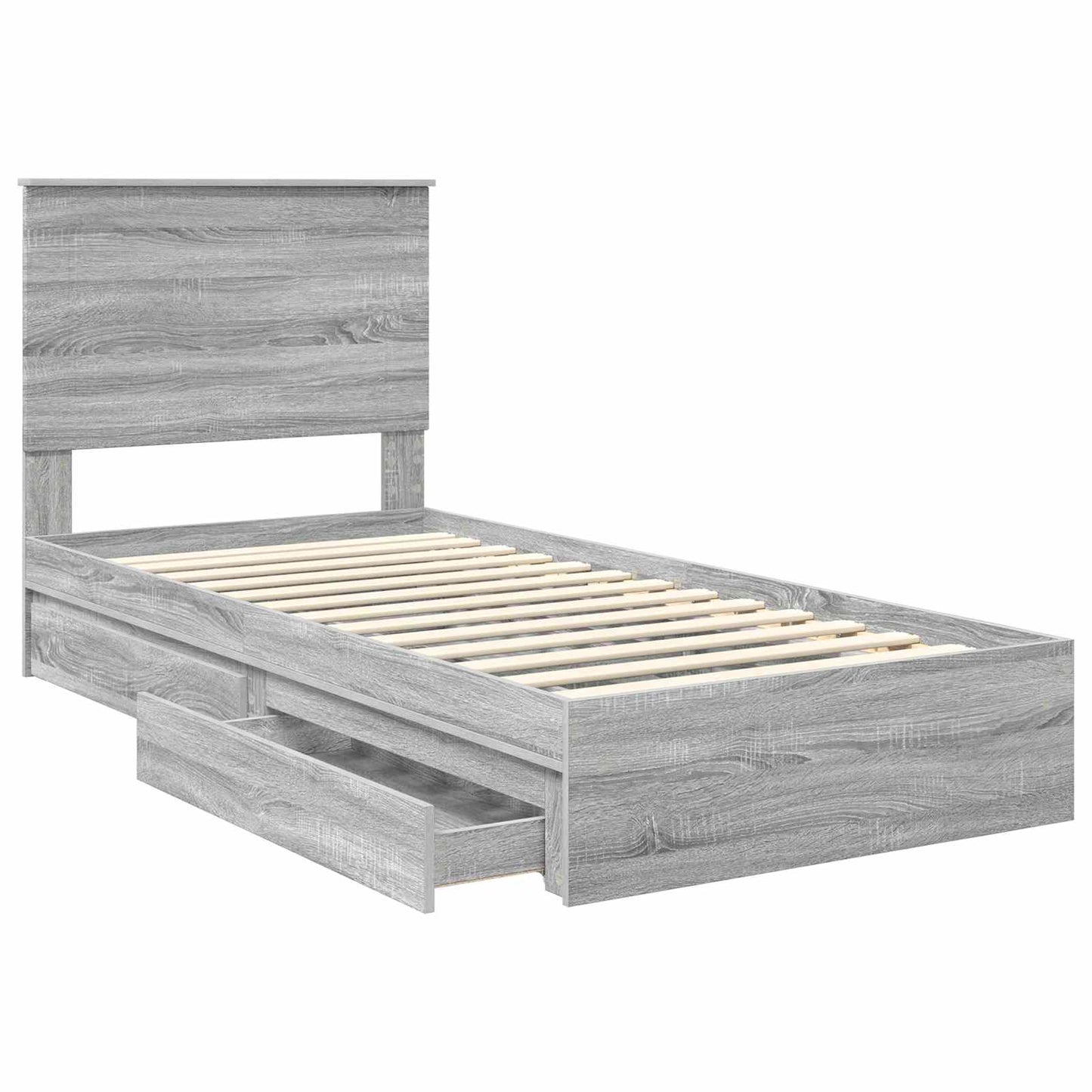 vidaXL Κρεβάτι Αποθήκης Γκρίζο Σονομα 90 x 200 cm Επεξεργασμένο ξύλο