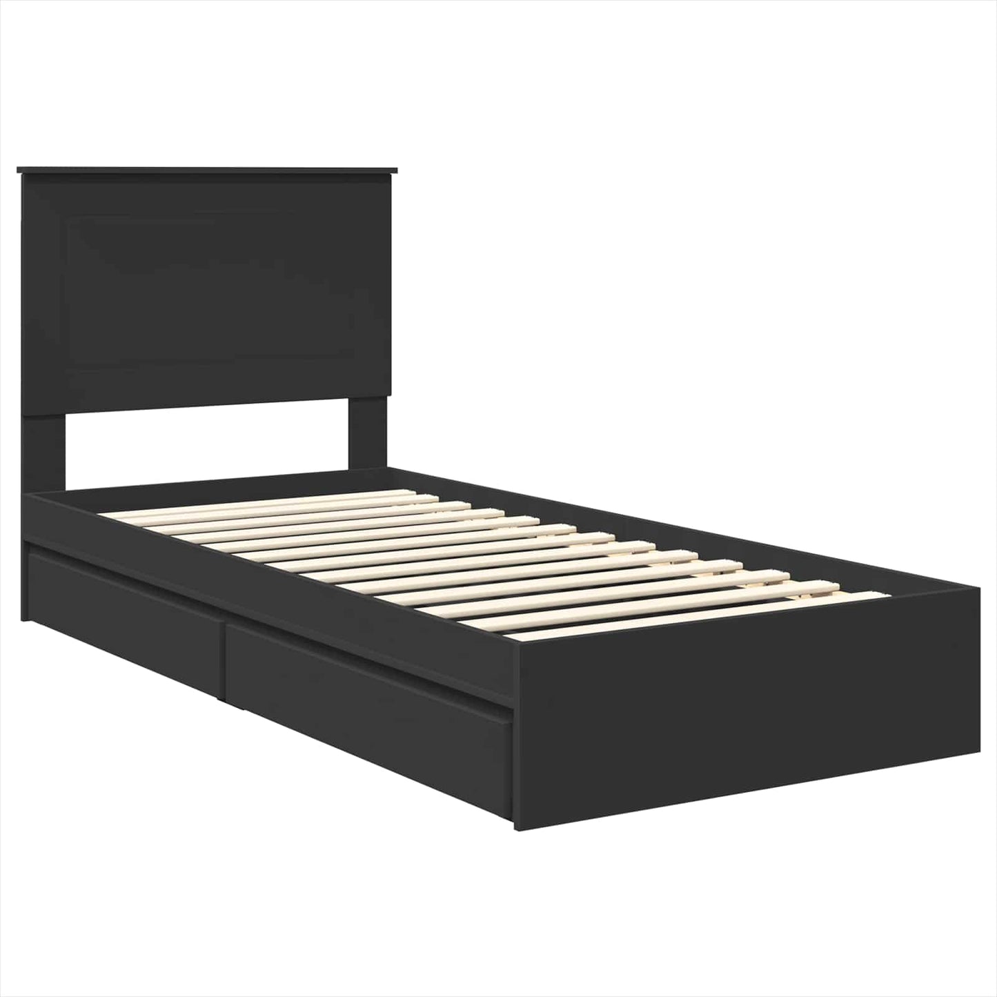 vidaXL Κρεβάτι Αποθήκης Μαύρο 75 x 190 cm Επεξεργασμένο ξύλο