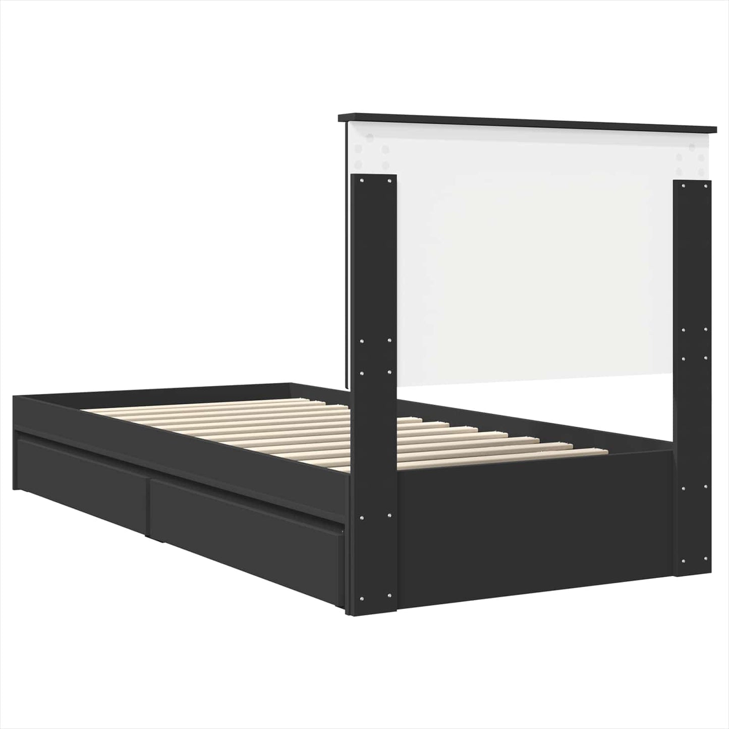 vidaXL Κρεβάτι Αποθήκης Μαύρο 75 x 190 cm Επεξεργασμένο ξύλο