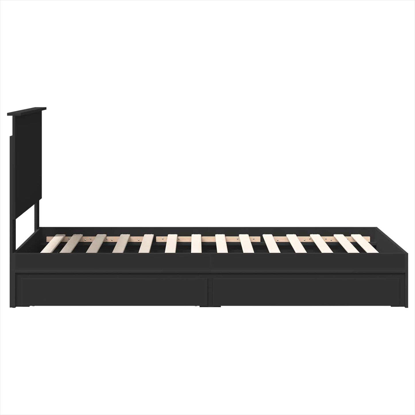 vidaXL Κρεβάτι Αποθήκης Μαύρο 75 x 190 cm Επεξεργασμένο ξύλο