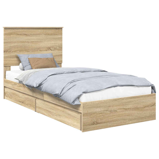 vidaXL Κρεβάτι Αποθήκης Δρύς Sonoma 75 x 190 cm Επεξεργασμένο ξύλο